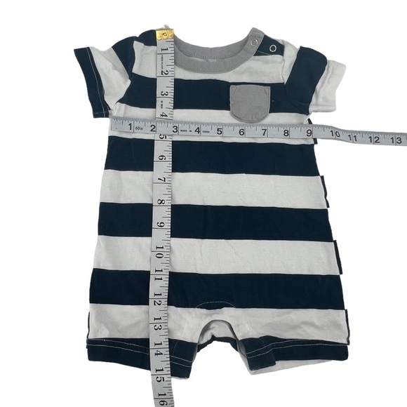 Wonder Nation Blue White Striped Shortall Onesie Size 3-6 Months - Picture 4 of 4
